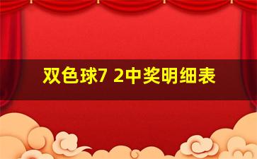 双色球7 2中奖明细表